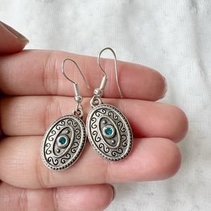 Silver Antique Boho Dangle Earrings